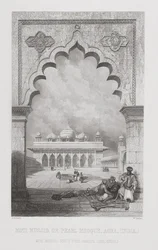 Moti Musjid, ou Mesquita Pérola, Agra, Índia, gravada por W. Finden, de &39;World Religion&39;, publicado por A. Fullarton und Co.